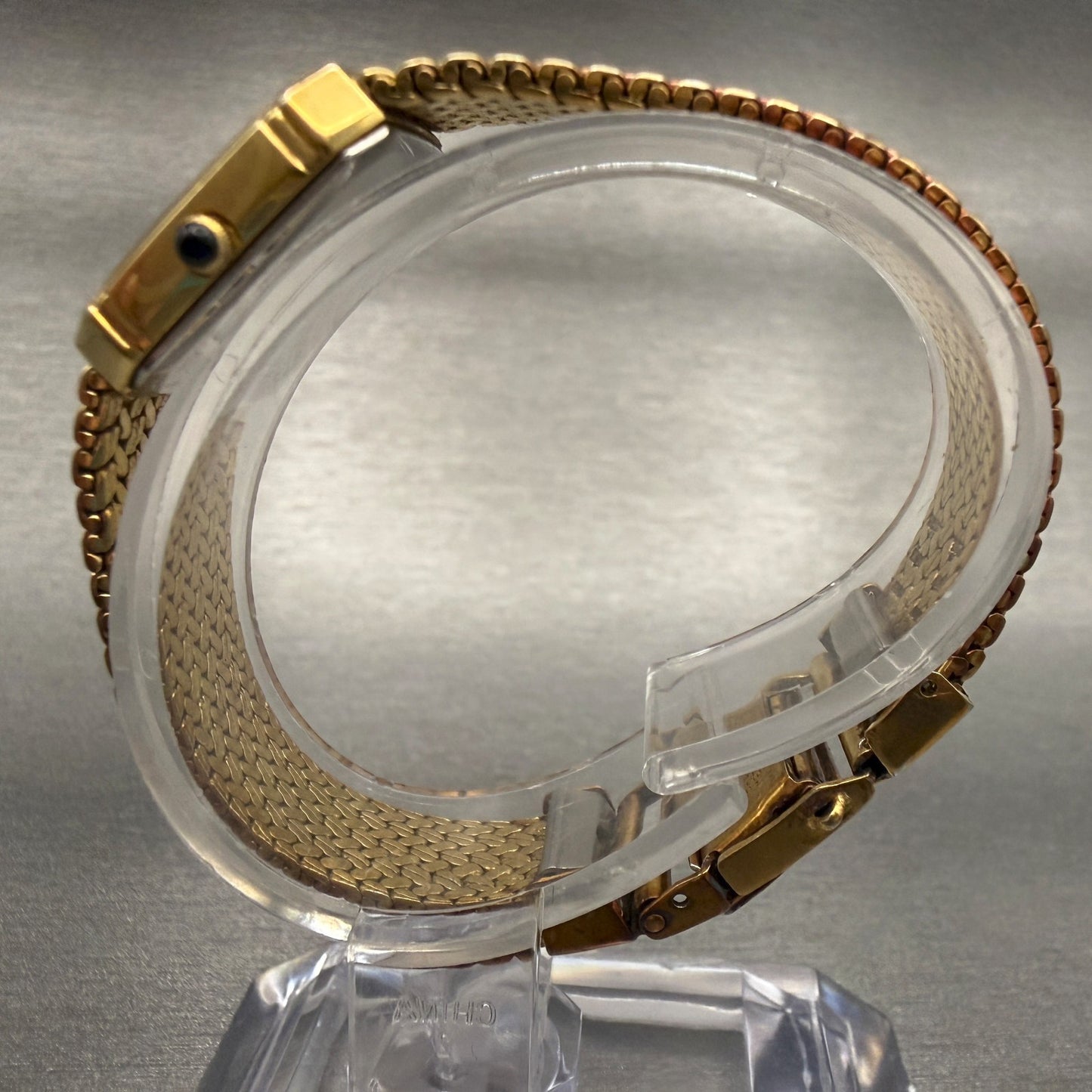 Seiko Exceline Watch Women 19mm Gold Dial Gold Tone Square 7321-5910 New Battery6