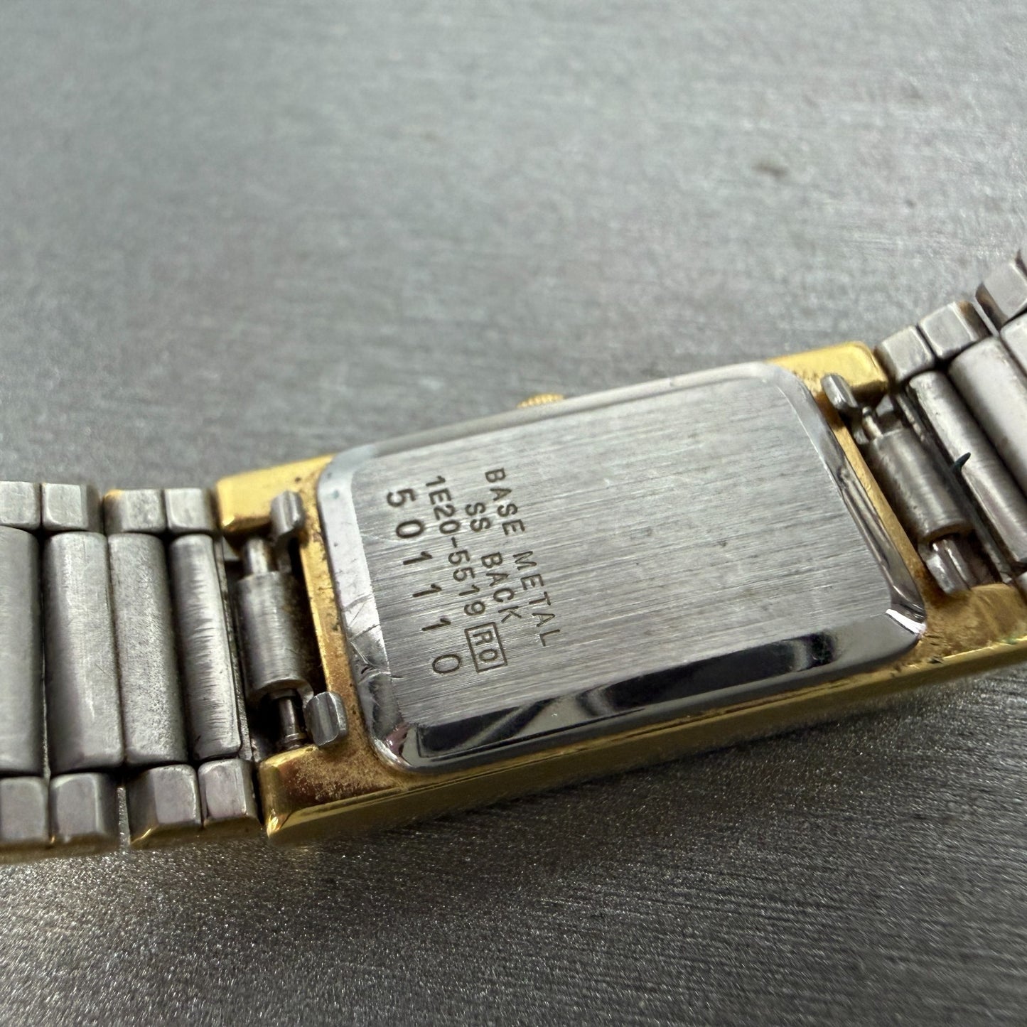 Seiko Tank Watch Women 13mm Champagne Dial Gold Tone 1e20-5519 New Battery VTG9