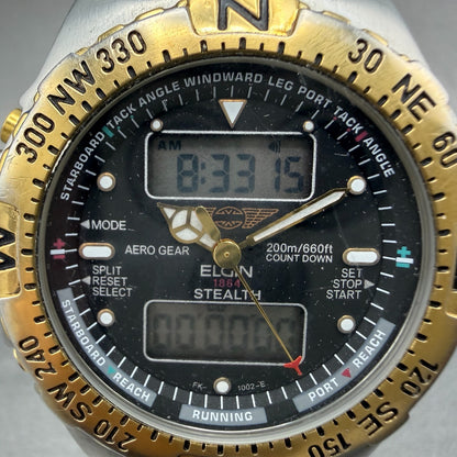 Elgin Stealth Watch Men 43mm Black Dial Two Tone Analog Digital New Battery1