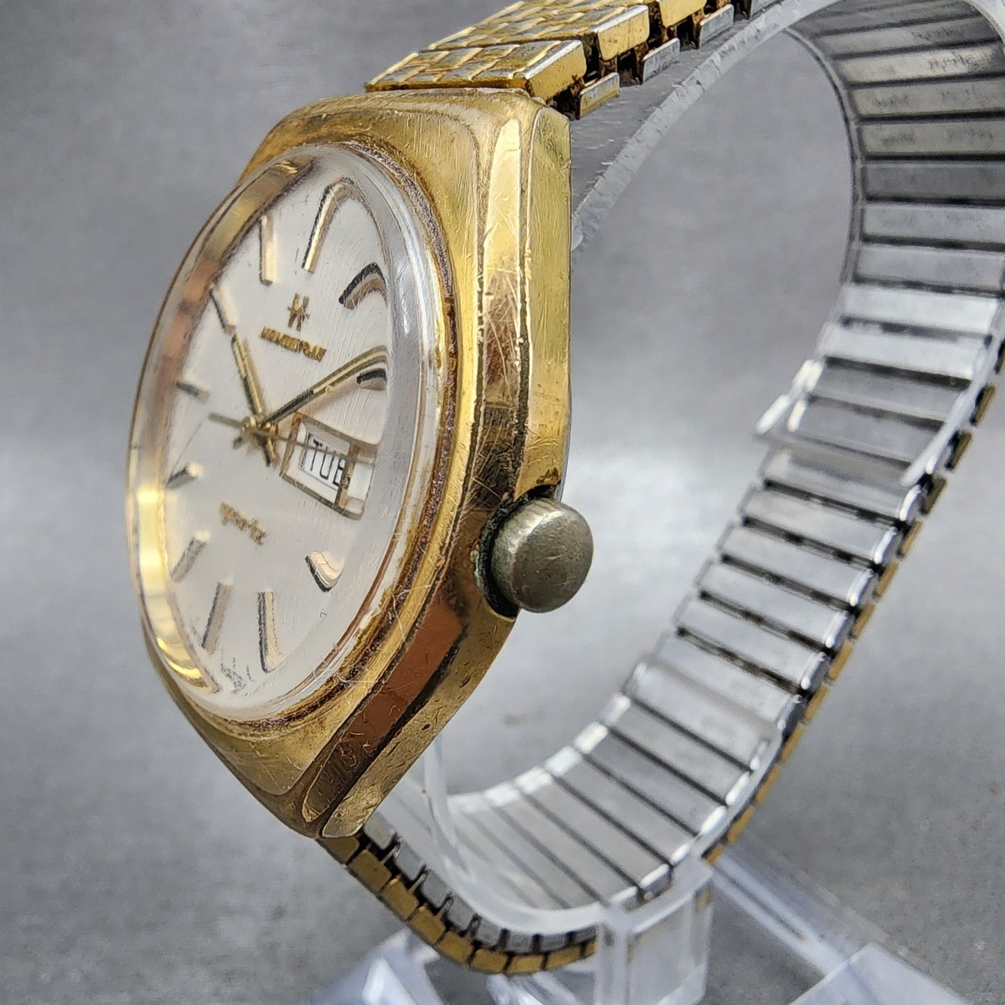 Hamilton Watch Men 37mm White Dial Gold Tone Daydate Round 70900614 New Battery2
