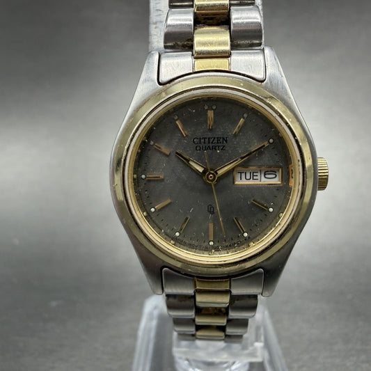 Citizen CQ Watch Women 24mm Gray Dial Two Tone Daydate 6000-K04069 New BatteryAB0