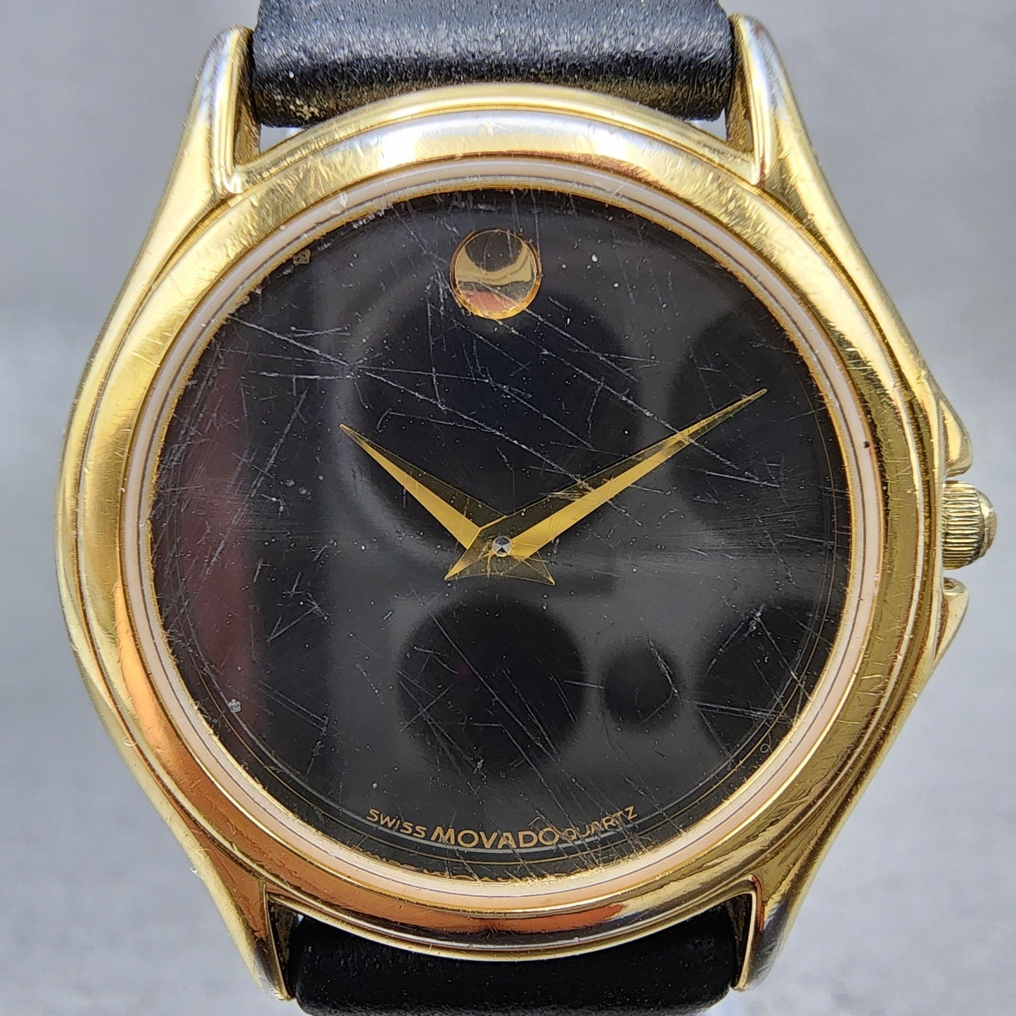 Movado Muesum Watch Women 28mm Black Dial Gold Tone Round 87D1823 New Battery1