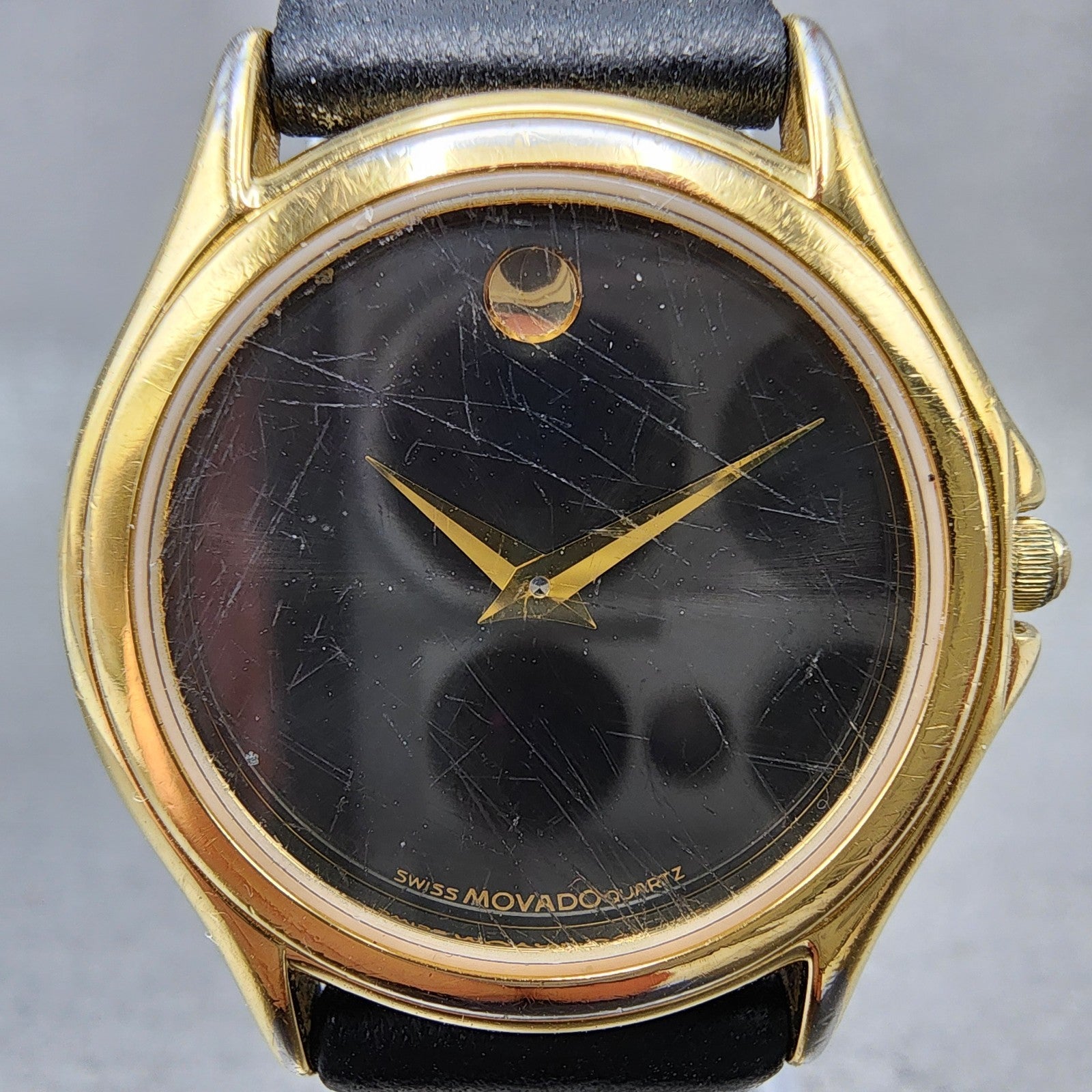 Movado Muesum Watch Women 28mm Black Dial Gold Tone Round 87D1823 New Battery1