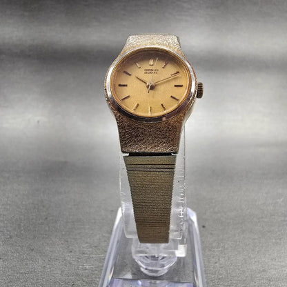 Seiko Watch Women 20mm Gold Dial Gold Tone Round 8Y21-0029 New Battery Vintage5