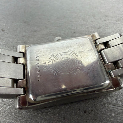 Cyma Tank Watch Women 20mm Blue Dial Silver Tone Rectangle 730 New Battery9