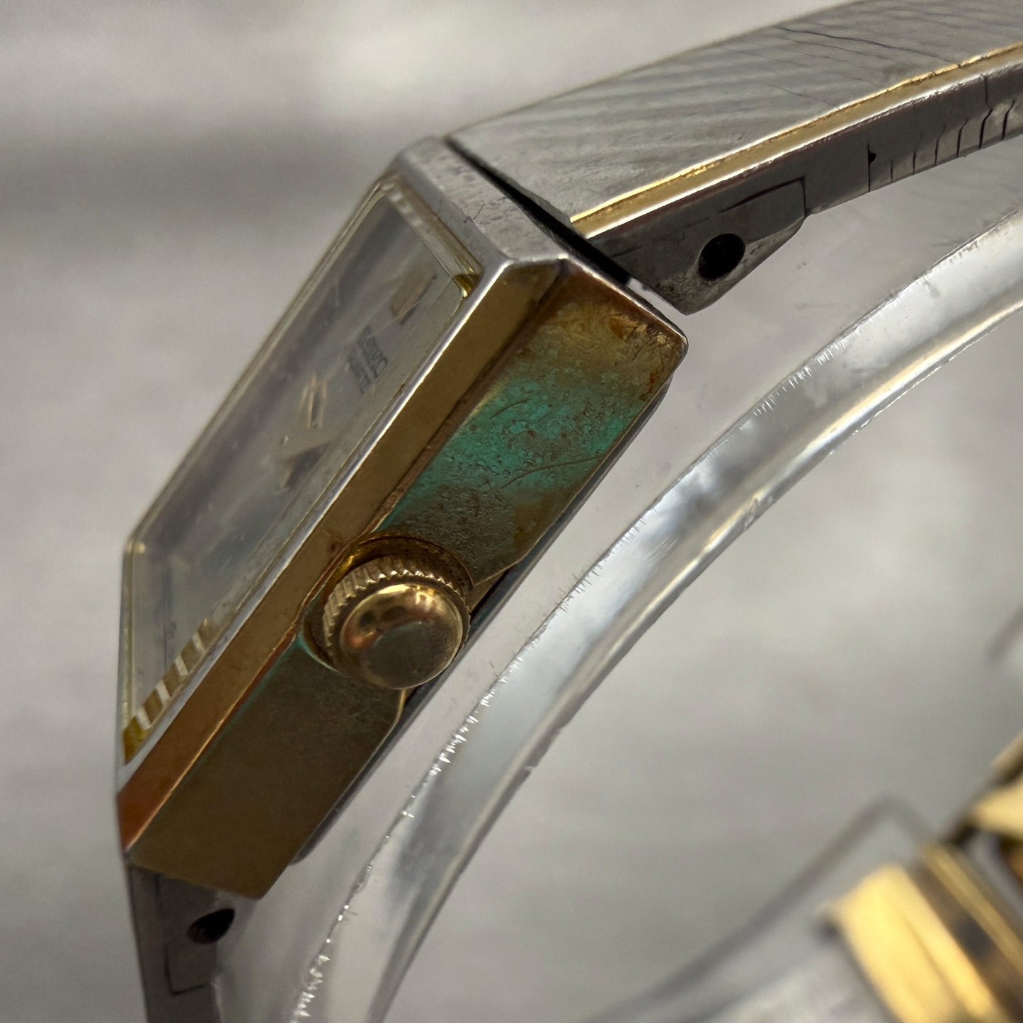 Seiko Watch Women 13mm Silver Dial Two Tone Rectangle 1E20-5109 Vintage New Batt2