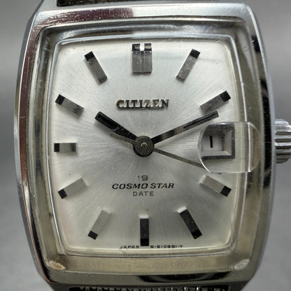 Citizen Cosmostar Watch Women 24mm Silver Dial Silver Tone Date Rectangle Runs 31