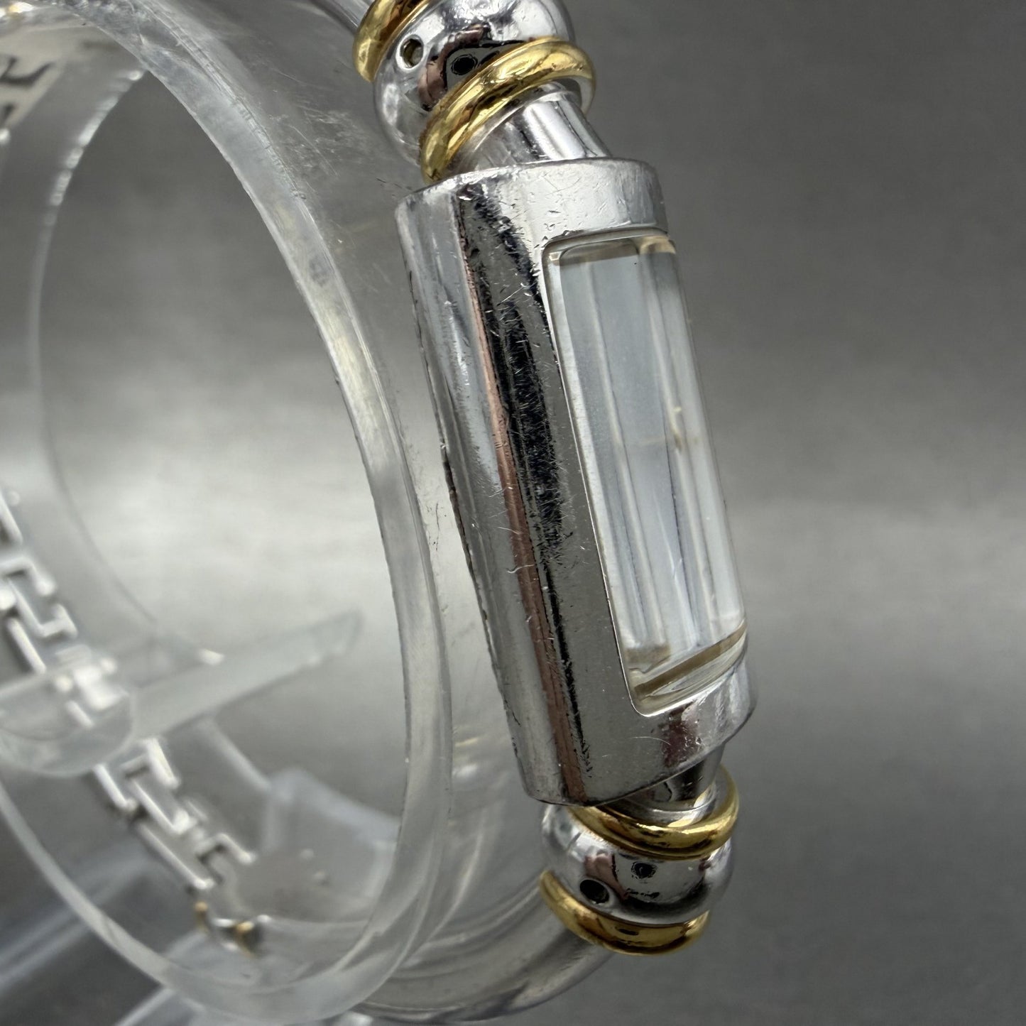 Bulova Tank Watch Women 14mm White Dial Two Tone Bangle 98V09 New Battery3