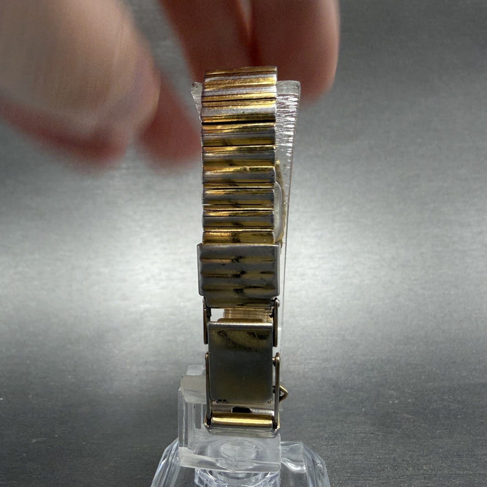Seiko Watch Women 14mm Champagne Dial Gold Tone Rectangle 1E20-5099 New Battery7
