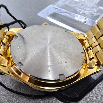 Seiko Watch Men 37mm Champagne Dial Gold Tone Daydate 7N43-9048 New Battery9