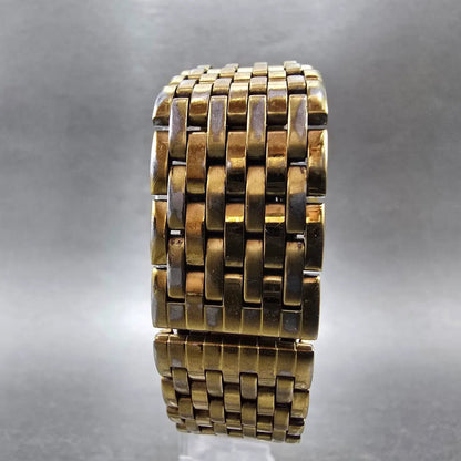 Seiko Watch Men 24mm Gold Dial Gold Tone Round Date 5Y39-6040 VTGPARTS8