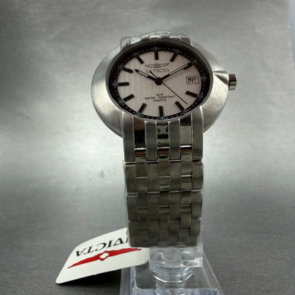 Invicta Watch Men 37mm Silver Dial Silver Tone Date Round 9637 new Battery5