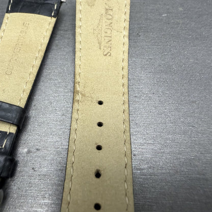 Longines Leather Band 20mm Black Crocodile grain Vintage Silver Buckle9