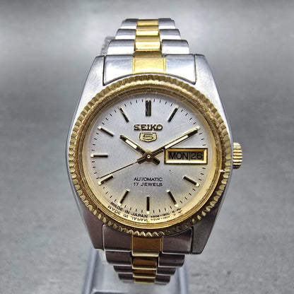 Seiko 5 Automatic Watch Women 24mm Silver Dial Two Tone Daydate 4206-0511 PARTS0