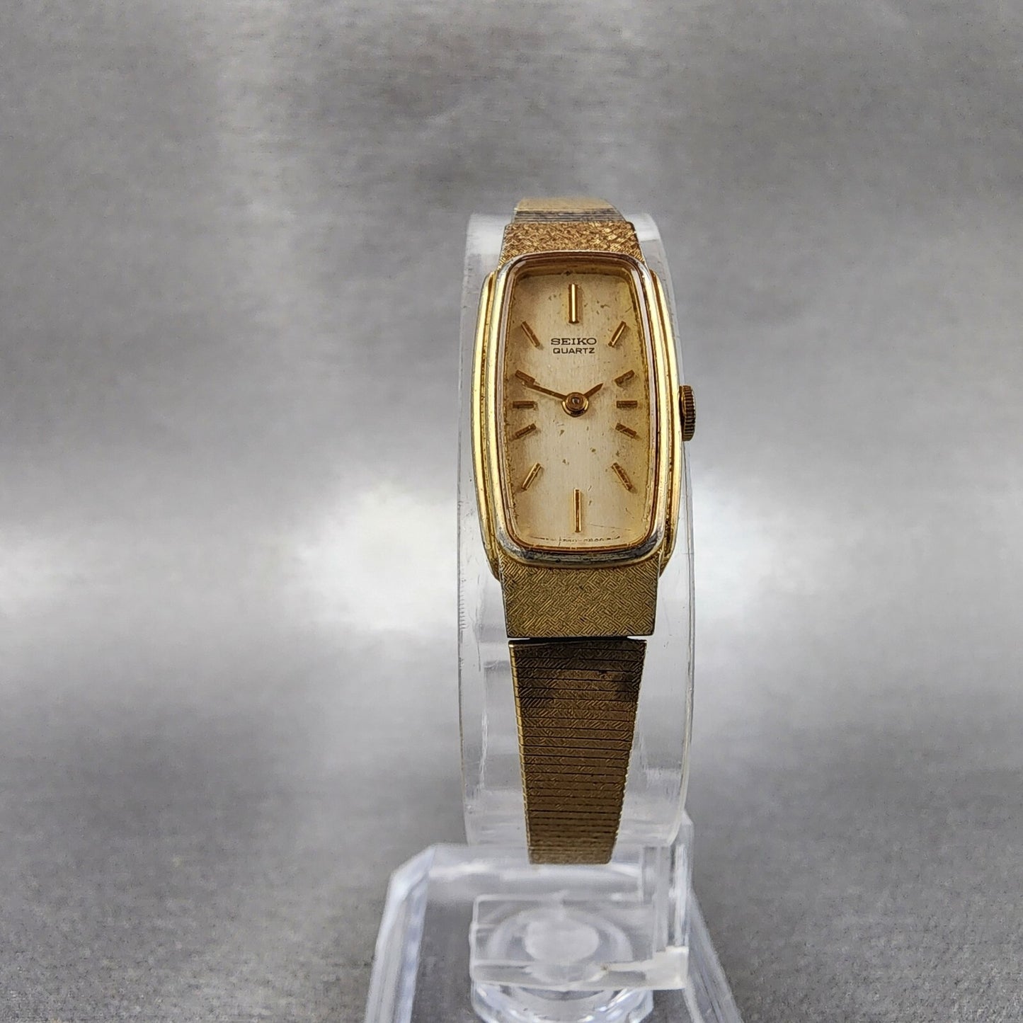 Seiko Watch Women 13mm Cream Dial Gold Tone Rectangle 13205549 New Battery5