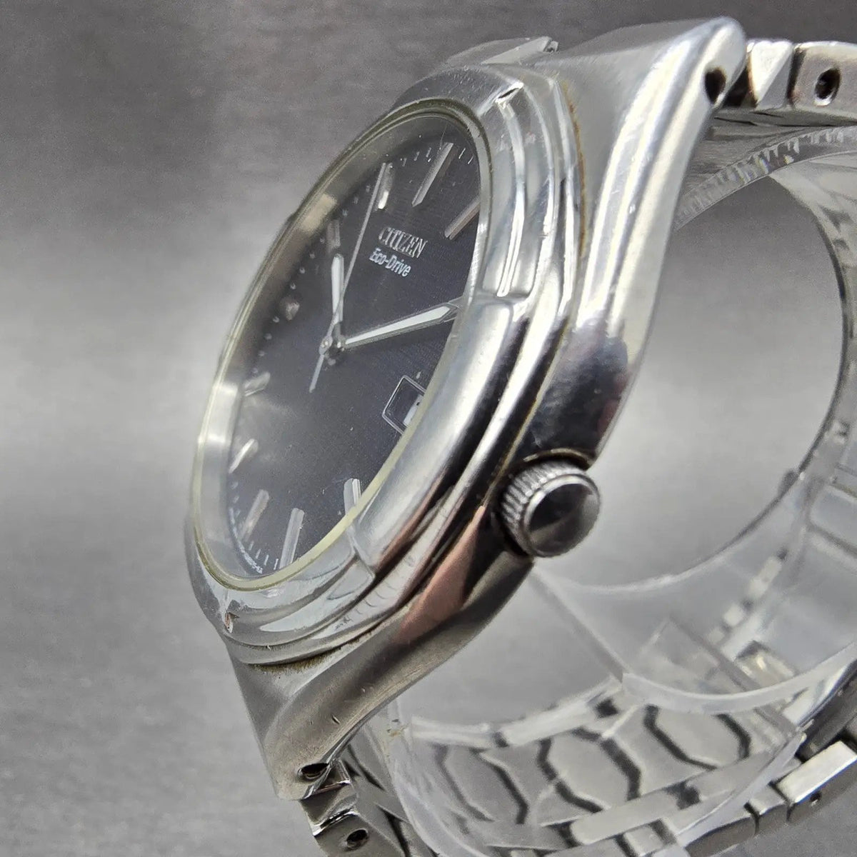 Citizen Eco-Drive Watch Men 38mm Black Dial Silver Date Round E110-S008697 Runs2