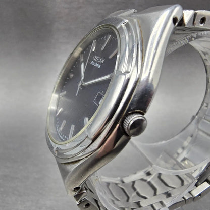 Citizen Eco-Drive Watch Men 38mm Black Dial Silver Date Round E110-S008697 Runs2
