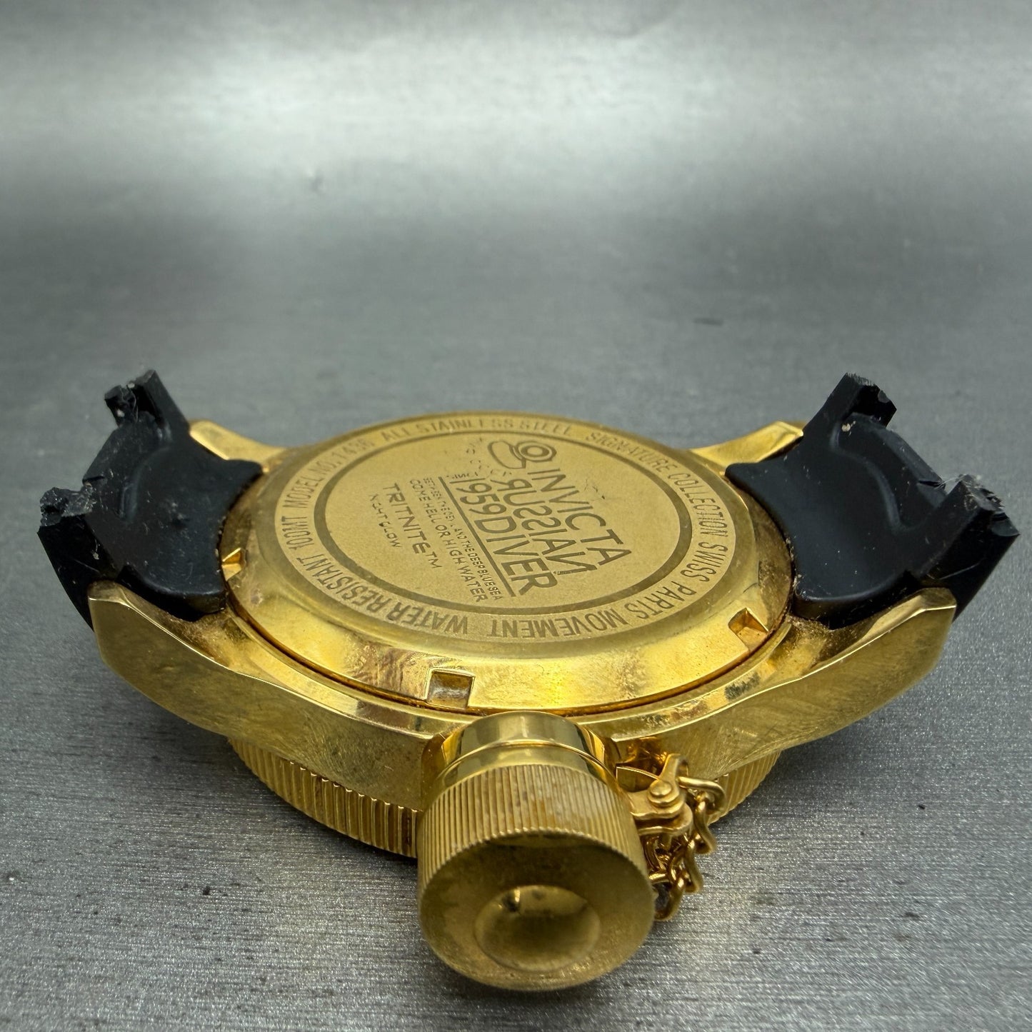 Invicta Russian Diver Watch Men 52mm Black Dial Gold Tone Round 1436 New Battery9
