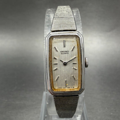 Seiko Watch Women 13mm Silver Dial Silver Tone Rectangle 1320-5779 New Battery70