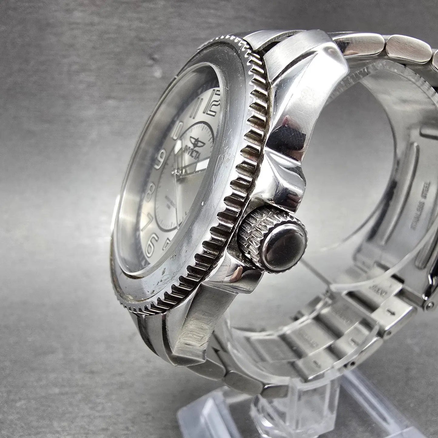 Invicta Dive Watch Men 45mm Silver Dial Silver Tone Date Round 6006 New Battery3