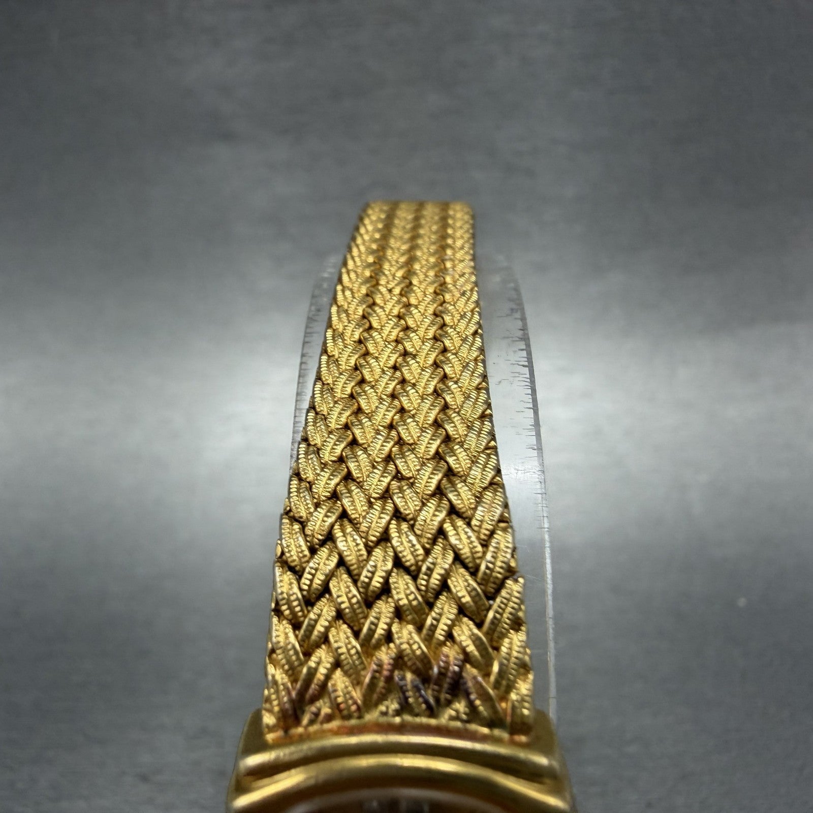 Elgin Watch Women 19mm Gold Dial Gold Tone Rectangle FK283 New Battery VTG4