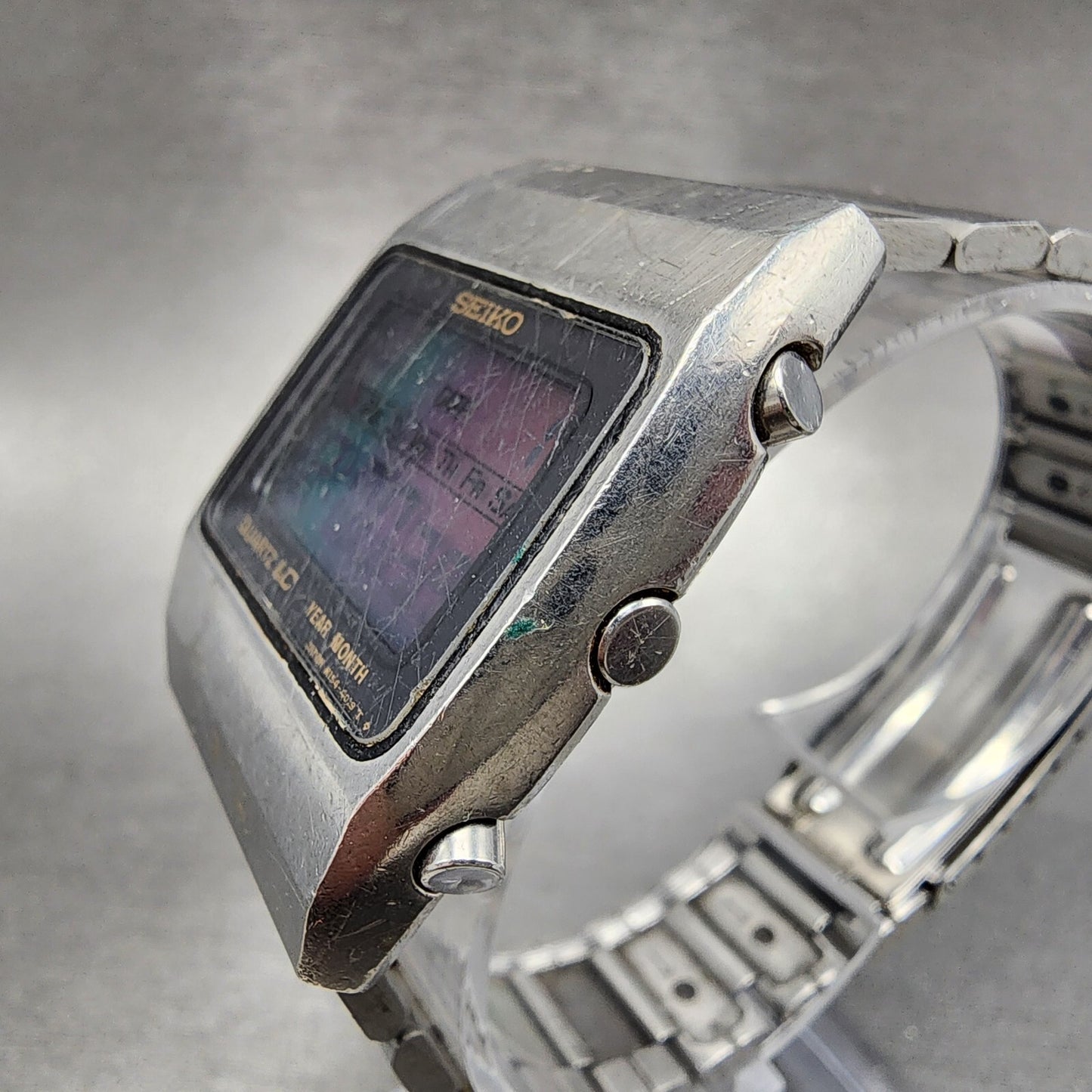 Seiko Digital Watch Men 34mm LCD Silver Tone Rectangle M1544019 PARTS3
