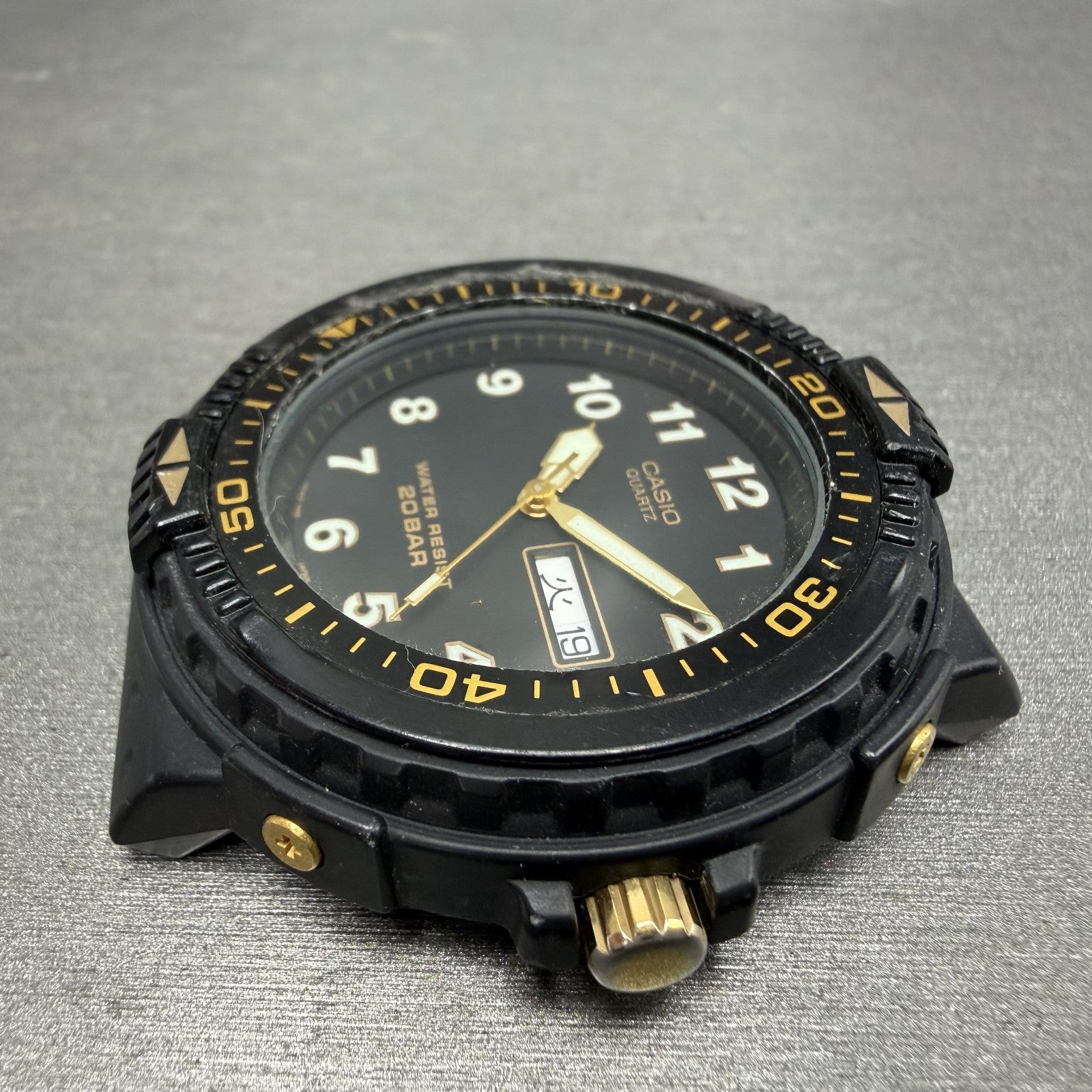 Casio Dive Watch Men 43mm Black Dial Black Tone Daydate MRD-201W New Battery5
