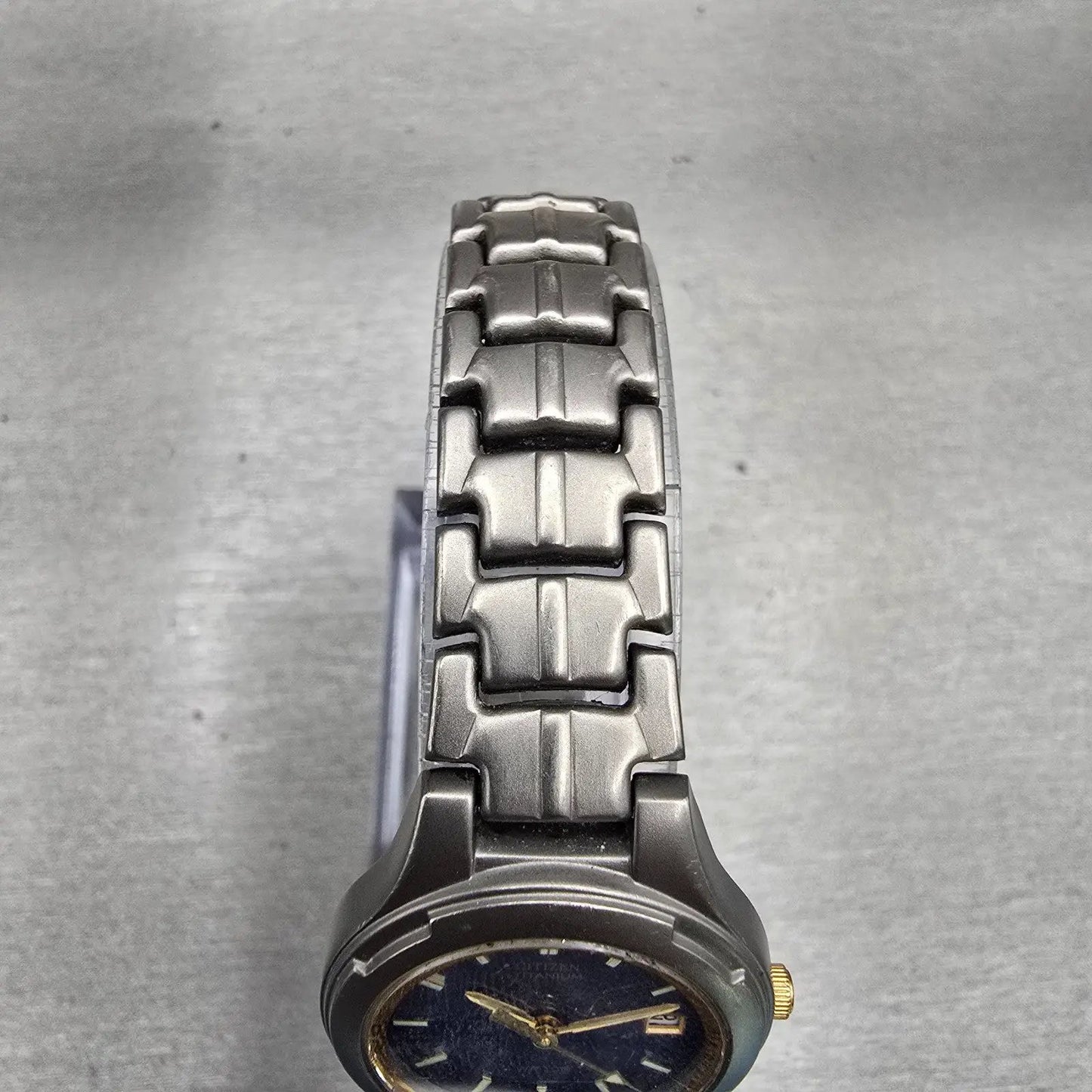 Citizen Titanium Watch Women 27mm Blue Dial Gray Tone Date 1012-H31209 New Batt4