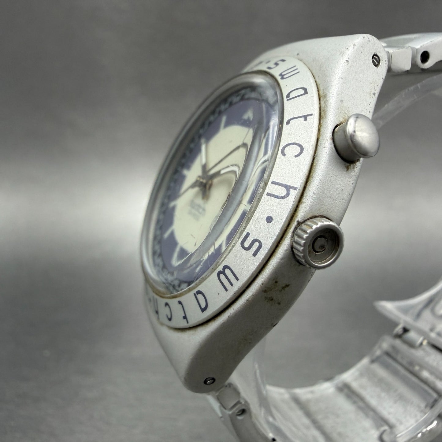 Swatch irony Zebah Watch Men 37mm Blue Dial Silver READ!!!!!!!! YGS9000 New Batt2