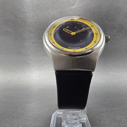 Fossil Big Tic Sport Line Watch Men 38mm Yellow Dial Silver Tone JR-7849 New Bat5