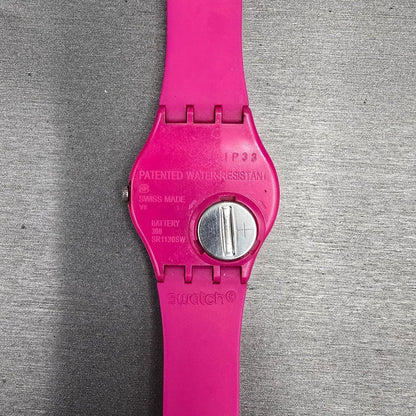 Swatch Deep Pink Watch Men 34mm Pink Dial Pink Tone Round GP139 New Battery READ8