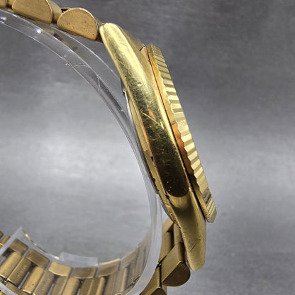 Seiko President Watch Men 35mm Gold Dial Gold Tone Daydate 5Y23-8A69 New Batt HH3