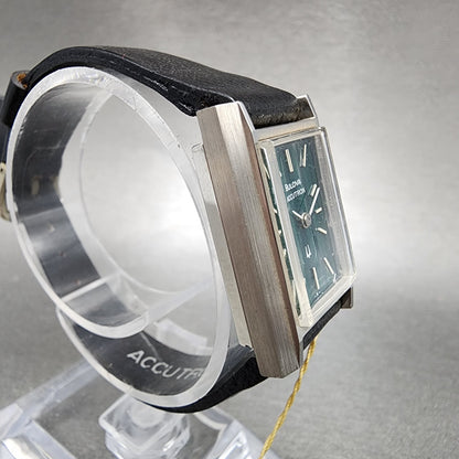 Bulova Accutron Tank Watch Women 20mm Green Dial Steel Rectangle 21903 NOS PARTS5