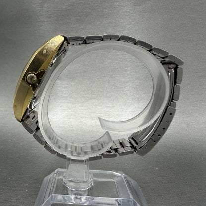 Seiko Automatic Watch Men 39mm Gold Dial Gold Tone Daydate Oval 70065009 Runs A6