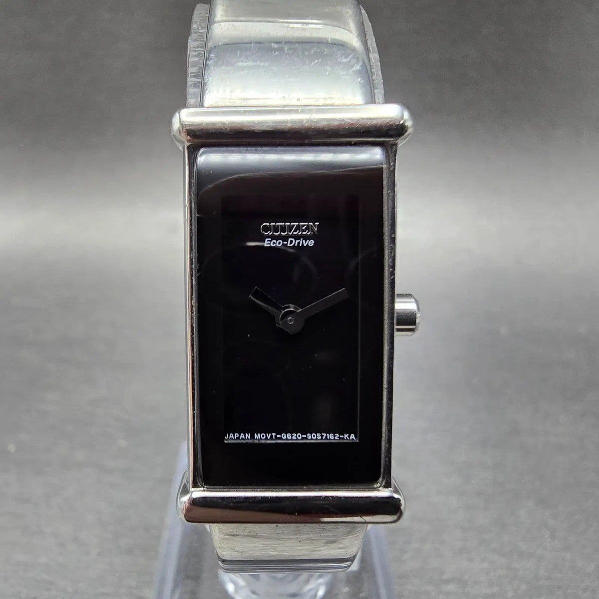 Citizen Eco-Drive Tank Watch Women 14mm Black Dial Silver G620-S033730 Runs JP230