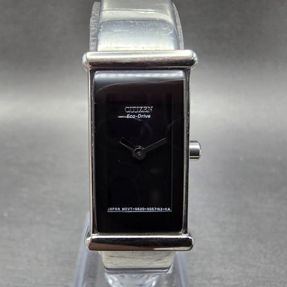 Citizen Eco-Drive Tank Watch Women 14mm Black Dial Silver G620-S033730 Runs JP230