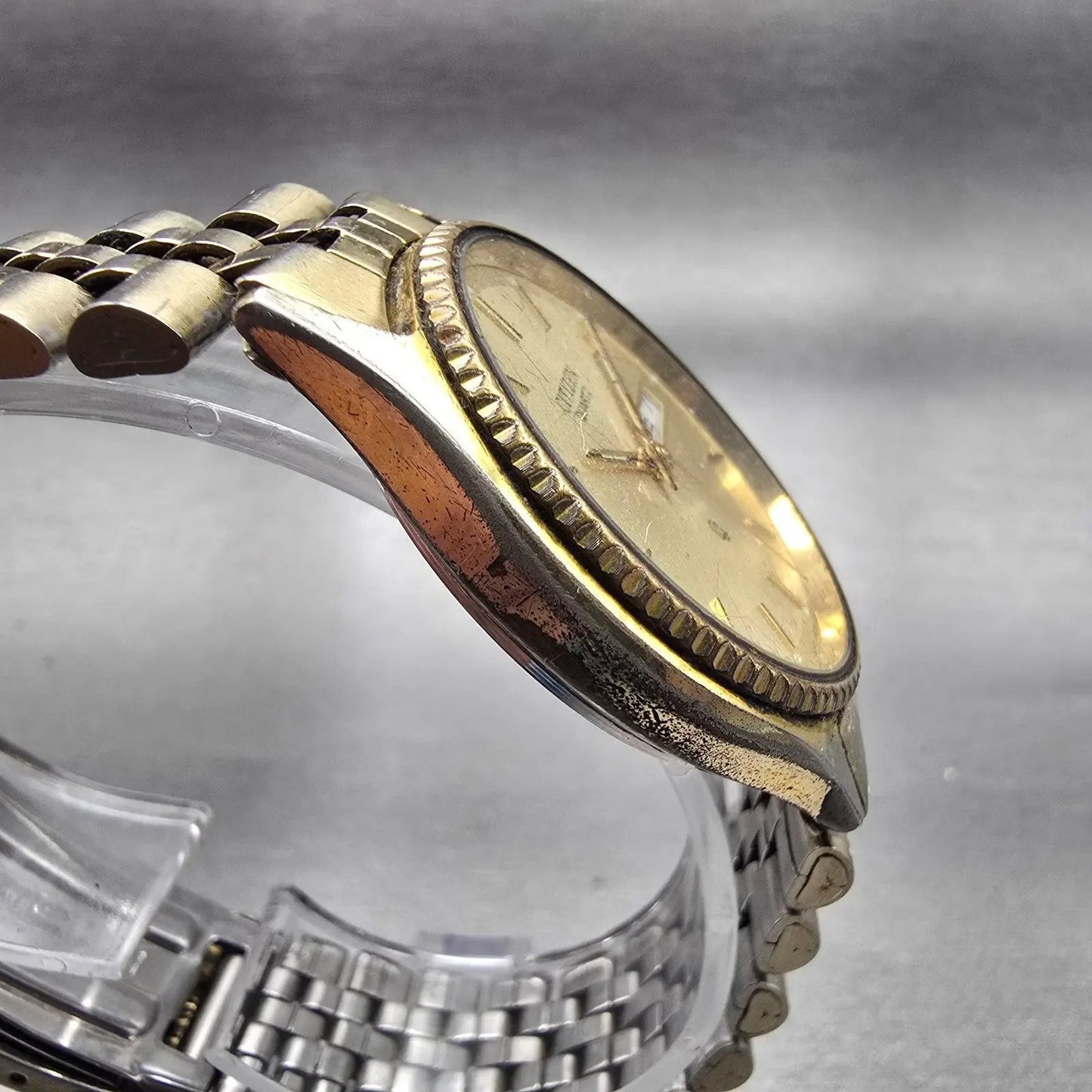 Citizen CQ President Watch Men 34mm Champagne Dial Gold Tone Daydate New Battery3