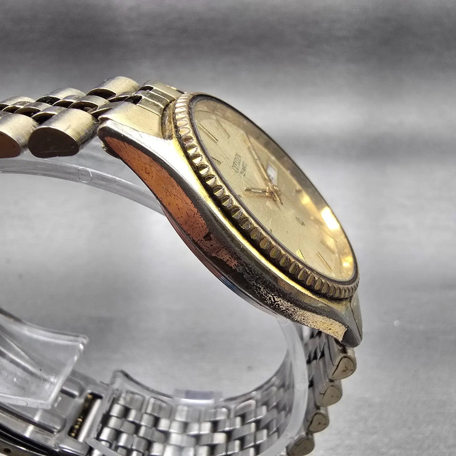 Citizen CQ President Watch Men 34mm Champagne Dial Gold Tone Daydate New Battery3