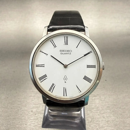 Seiko Watch Men 34mm White Dial Silver Tone Round 4130-9000 Vintage New Battery0