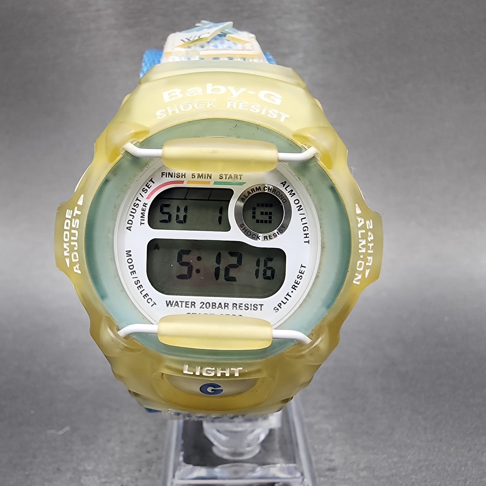 Casio BabyG BG370 Watch Women 42mm Digital Alarm Chrono Clear Blue New Battery0