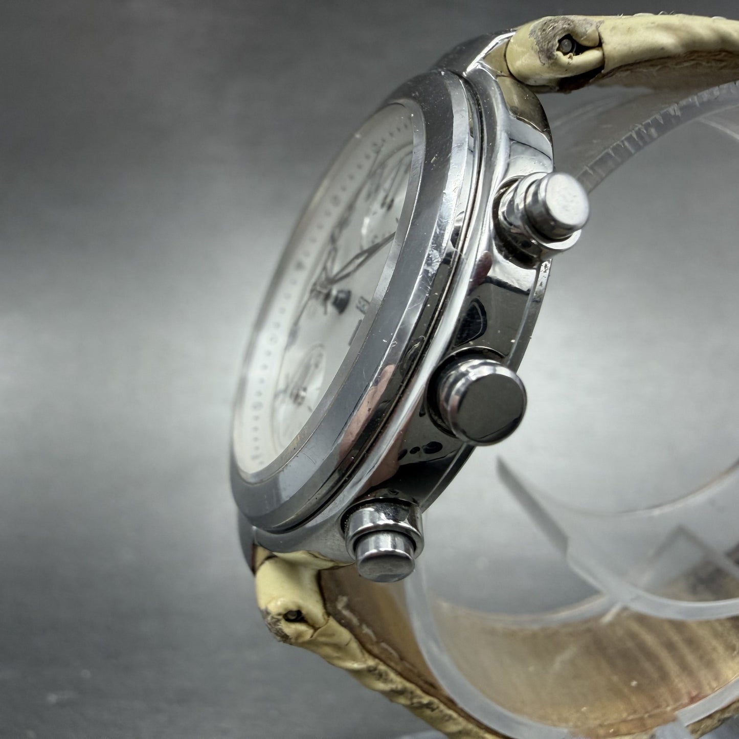 Seiko Lukia Chronograph Watch 35mm Women Silver Dial Silver Tone Date NewBattery2