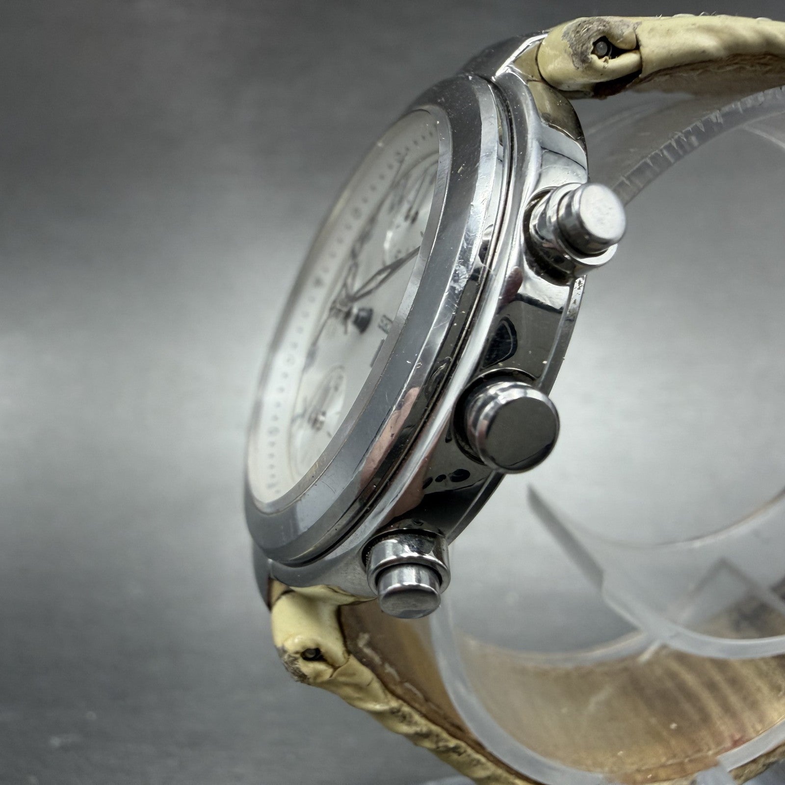 Seiko Lukia Chronograph Watch 35mm Women Silver Dial Silver Tone Date NewBattery2