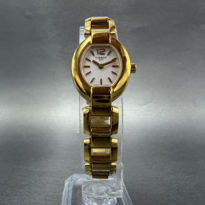 Tissot Watch Women 20mm White Dial Gold Tone Date Oval G332 New Battery6