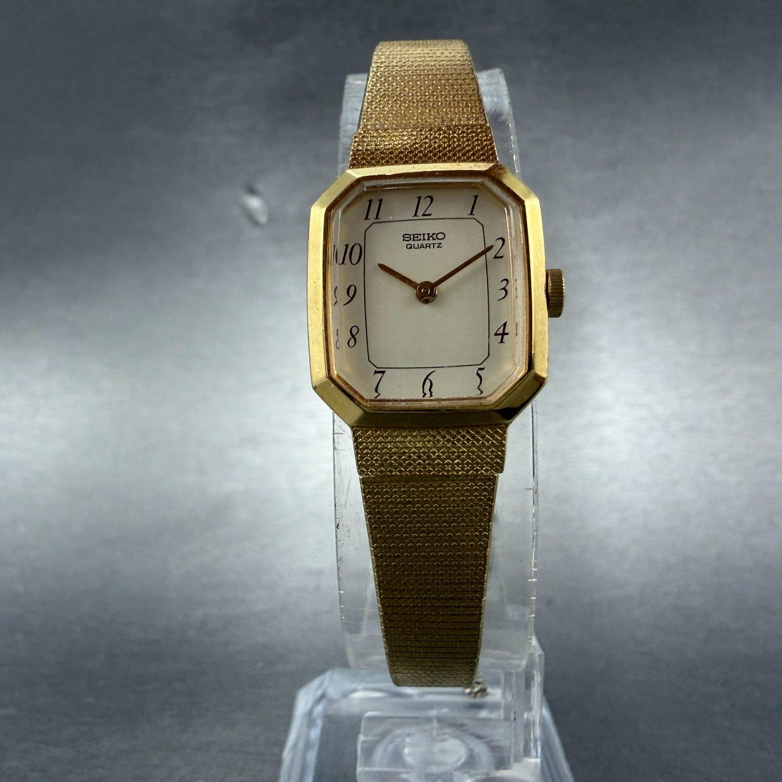 Seiko Watch Women 17mm Cream Dial Gold Tone Octagon 4N00-5139 New Batt Vintage5