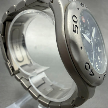 Swiss Military Dive Watch Men 40mm Black Dial Titanium Date 095.1035 Round PARTS4