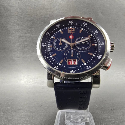 Michele Sport Sail Chronograph Watch Men 42mm Blue Dial Steel Date New Battery5
