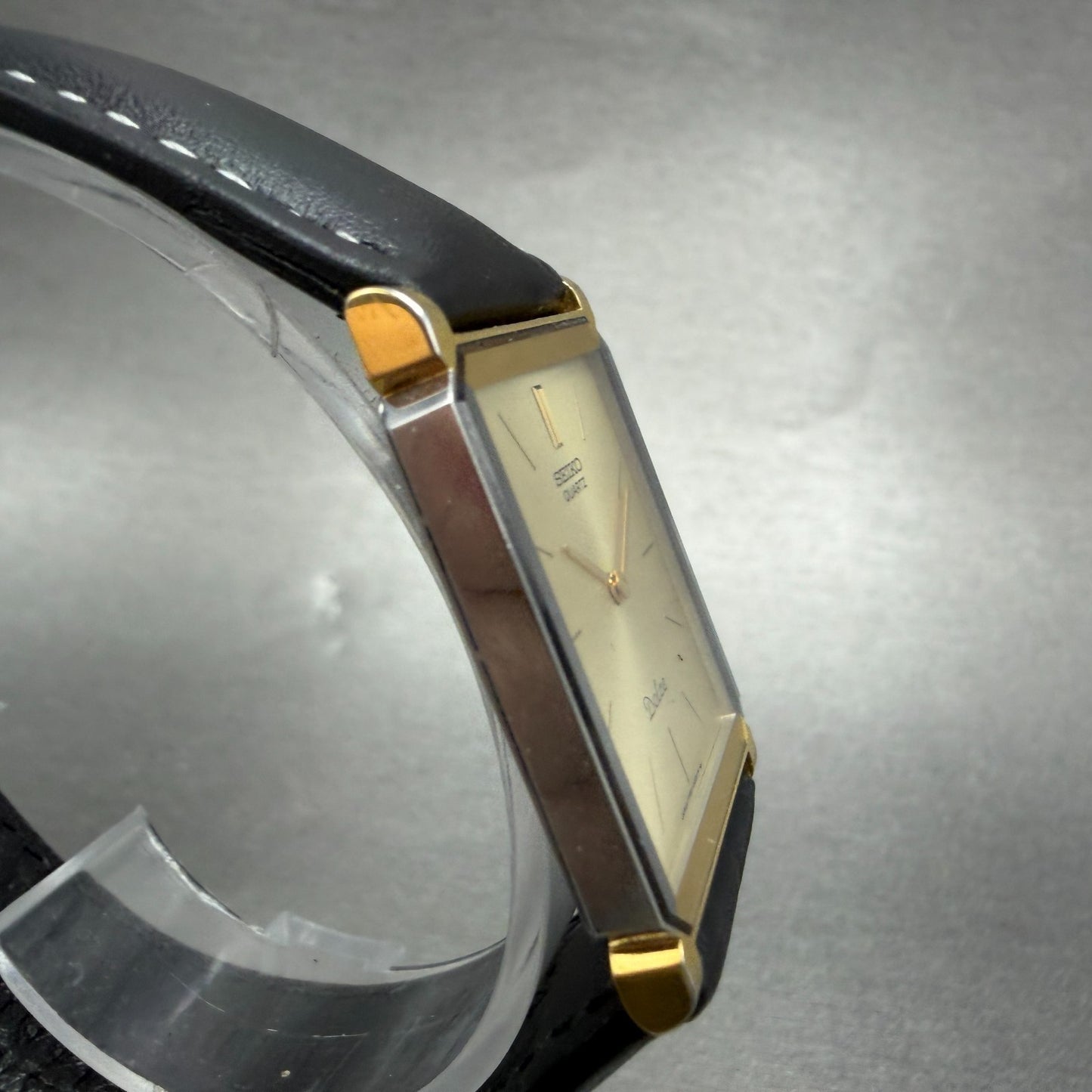 Seiko Dolce Tank Watch Men 25mm Champagne Two Tone 7730-5020 New Battery Vintage3