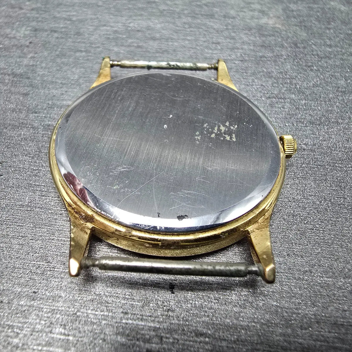 Cyma Watch Men 33mm White Dial Gold Tone Date Round Swiss Vintage PARTS12