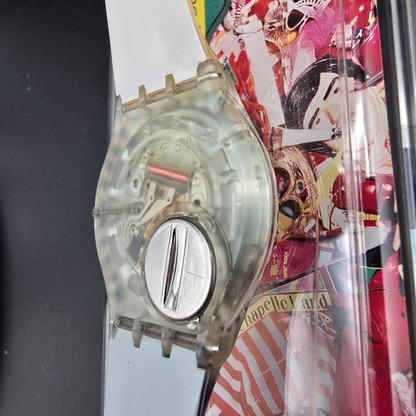 Swatch Time Tranny Watch Men 34mm David LaChapelle Round GZ163 New Battery NOS12