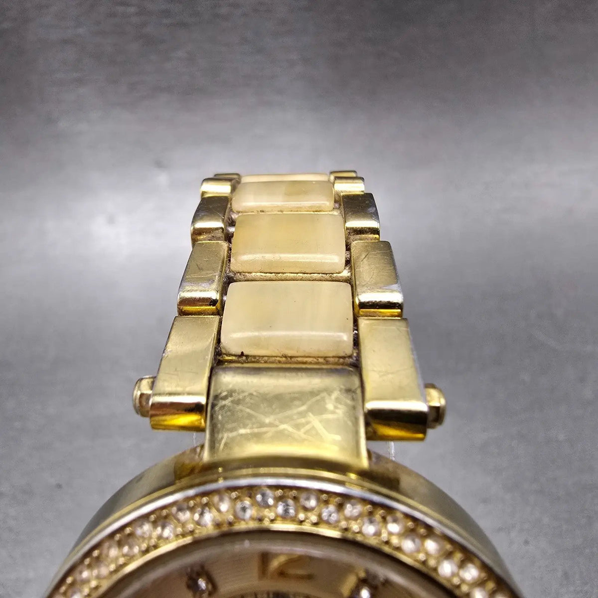 Michael Kors Mini Parker Watch Women 33mm Champange Dial Gold MK-5842 New batt 24